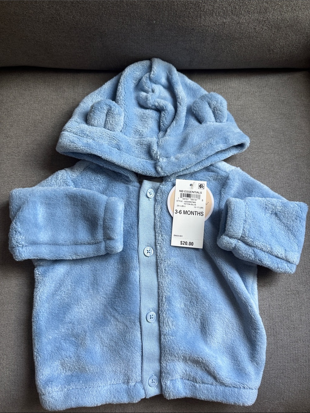 Brand 🆕 with tags First Impressions Light Blue Plush Hooded Baby Jacket
